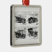 Vintage Autos Silbernes Ornament (Rechts)