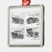 Vintage Autos Silbernes Ornament (Links)