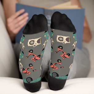 Vintage-Autos und -Kameras Socken