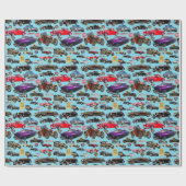 Vintage Autos und Schilder Geschenkpapier (Flach)