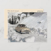 Vintage Autowerbung, Winterszene Postkarte (Vorne/Hinten)