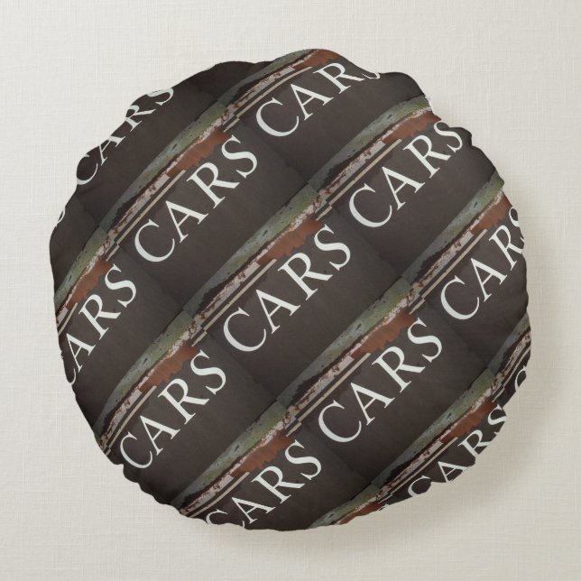Vintage-Autozeichen Rundes Kissen (Rückseite)