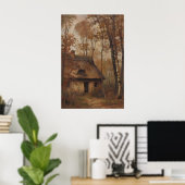 Vintage Autumn Cottage Landscape Printable Art Poster (Heimbüro)