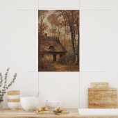 Vintage Autumn Cottage Landscape Printable Art Poster (Küche)