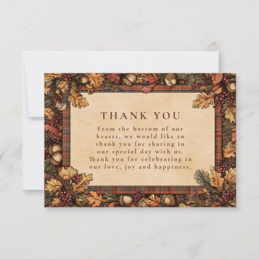 Vintage Autumn Woodland Romance Dankeskarte (Vorderseite)