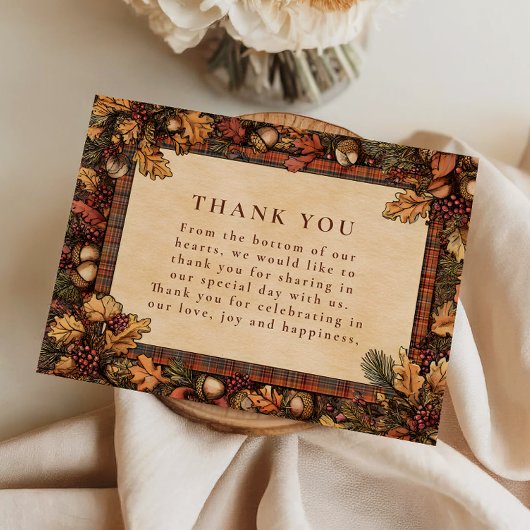 Vintage Autumn Woodland Romance Dankeskarte