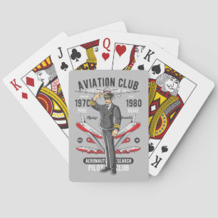 Vintage Aviation Club Pilot Flug Spielkarten