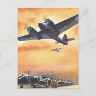 Vintage Aviation Flugzeug Farb-Kunst Postkarte
