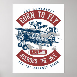 Vintage Aviation Flugzeugfarbe Poster