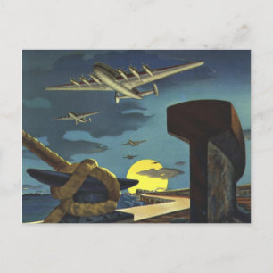 Vintage-Aviation-Flugzeugfarbkunst Postkarte