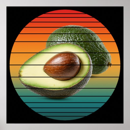 Vintage-Avocado-Frucht vegetarisches Essen Poster (Vorne)