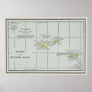 Vintage Azores Islands Map (1901) Poster