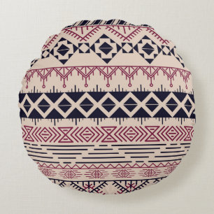 Vintage Azteken-Stammes-Hintergrund, ethnisches Mu Rundes Kissen