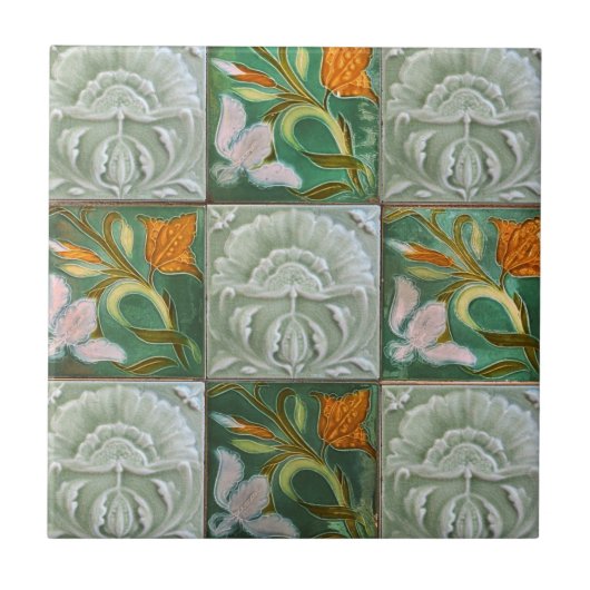 Vintage Azulejo-Blume Keramik Dekorationsdesign Fliese (Vorderseite)