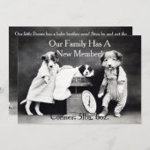 Vintage B&W Hunde Neue Welpen Ankündigung (Vorne/Hinten)