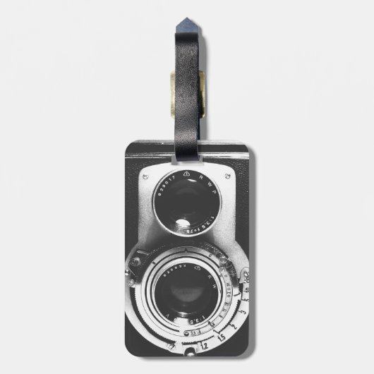 Vintage b&w Kamera Gepäckanhänger (Rückseite vertikal)