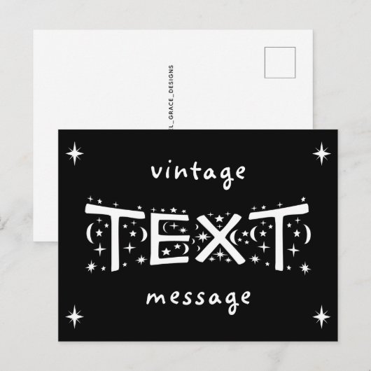 Vintage B&W-Textnachricht Postkarte (Vorne/Hinten)