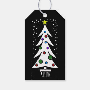 Vintage B/W Weihnachtsbaum-Koordinierung Geschenkanhänger