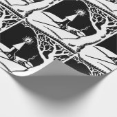 Vintage B&W Winter-Kirche (Lge. Bild) Geschenkpapier (Ecke)