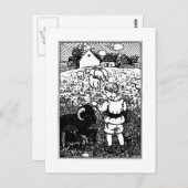 Vintage Baa, Baa, schwarzer Schafrhym Postkarte (Vorne/Hinten)