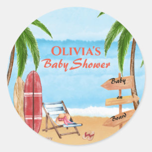 Vintage Baby an Bord Surfen Baby Shower Runder Aufkleber