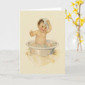 Vintage Baby-Bad-Anmerkungs-Karte Karte (Gelbe Blume)
