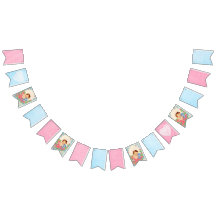 Vintage Baby Blue und Pink Shabby Garland Flags