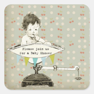 Vintage Baby Boy Shower zum Verlieben Quadratischer Aufkleber