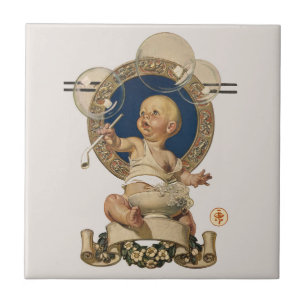 Vintage Baby Bubbles von J.C. Leyendecker Nursery Fliese