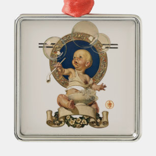 Vintage Baby Bubbles von J.C. Leyendecker Nursery Ornament Aus Metall