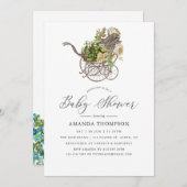 Vintage Baby-Carriage Baby-Dusche Einladung (Vorne/Hinten)