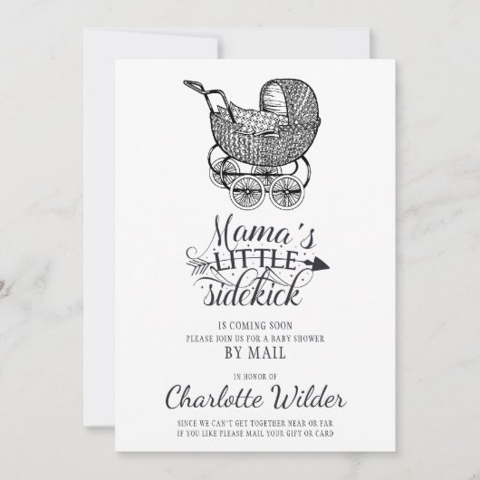 Vintage Baby Carriage Baby Shooter per Mail Einladung (Vorderseite)