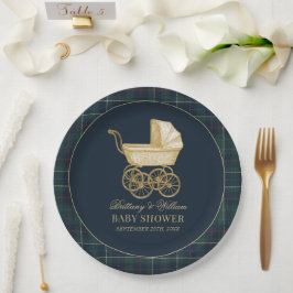 Vintage Baby Carriage Classic Baby Shower  Pappteller