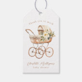 Vintage Baby Carriage Neutral Baby Dusche Gefallen Geschenkanhänger (Vorderseite)