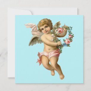 Vintage Baby Cherub mit Blumen Karte