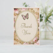 Vintage Baby-Dusche danken Ihnen Rosen u. Dankeskarte (Stehend Vorderseite)