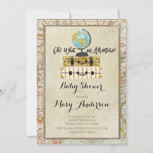 Vintage Baby-Dusche für Junge Einladung (Vorderseite)