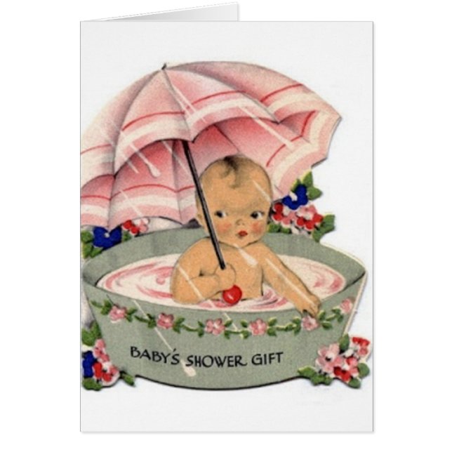 Vintage Baby-Duschen-Geschenk-Karte (Vorne)