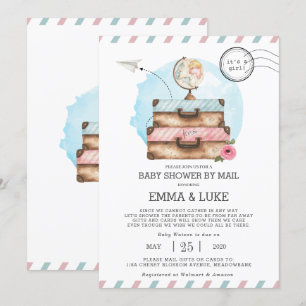 Vintage-Baby-Einladung per Postkarte für lange Dis
