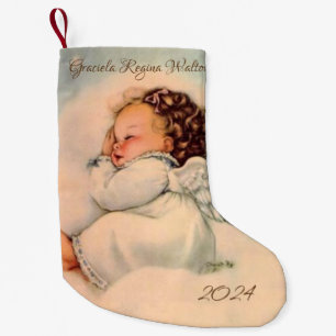 Vintage Baby Engel Flügel schlafend in der Wolke Kleiner Weihnachtsstrumpf