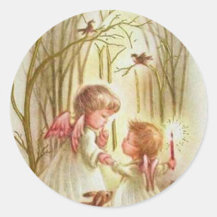 Vintage Baby-Engel Runder Aufkleber