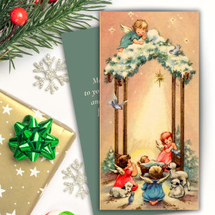 Vintage-Baby-Engel-Weihnachtskrippe-Christmas Feiertagskarte