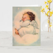 Vintage Baby-Engels-Gruß-Karte Karte (Gelbe Blume)