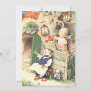 Vintage Baby Fantasy Fee mit Taschenratten Feiertagskarte