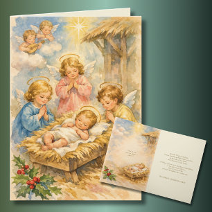 Vintage Baby Jesus Engel Schriftvers  Feiertagskarte