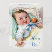 Vintage Baby-Jungen-Dusche Einladung (Vorne/Hinten)