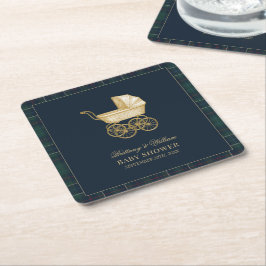 Vintage Baby-Kinderwagen Klassische Babyparty Rechteckiger Pappuntersetzer