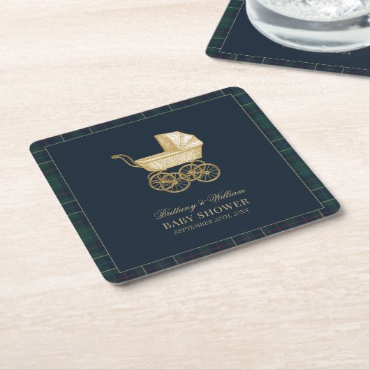 Vintage Baby-Kinderwagen Klassische Babyparty  Rechteckiger Pappuntersetzer (angewinkelt)