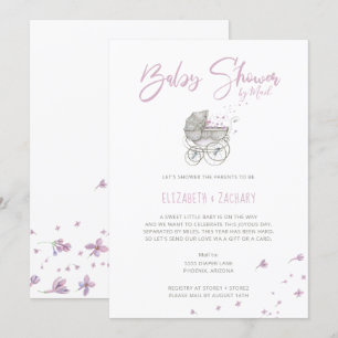 Vintage Baby-Kinderwagen Rosa Baby Shower per Post Einladung