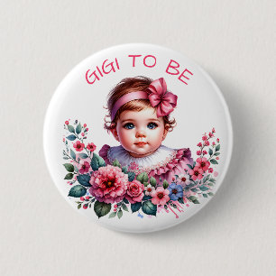 Vintage Baby-Mädchen-Baby-Party Gigi wird gebore Button